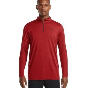 Nike 940177-609 Red Dri-FIT 1/4 Zip Long Sleeve Mock Neck Shirt Size L